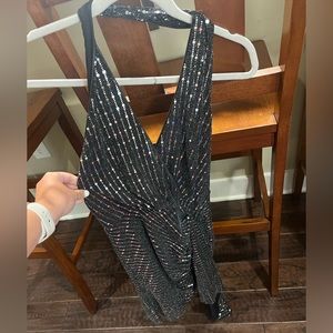 Black Sparkly behind the neck mini dress